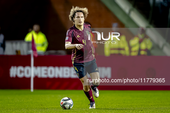 Belgium defender Wout Faes plays during the match between Belgium and Italy at the King Baudouin Stadium for the UEFA Nations League - Leagu...