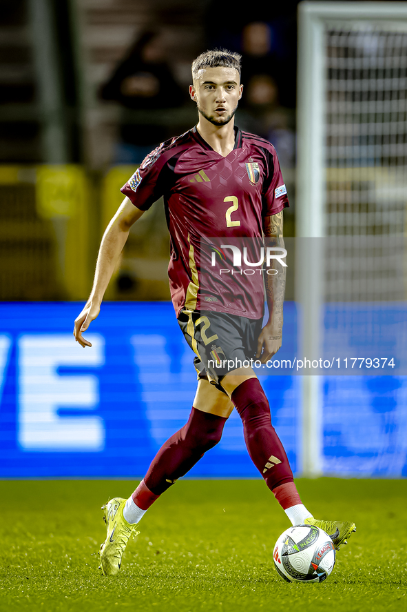 Belgium defender Zeno Debast plays during the match between Belgium and Italy at the King Baudouin Stadium for the UEFA Nations League - Lea...