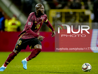 Belgium forward Romelu Lukaku plays during the match between Belgium and Italy at the King Baudouin Stadium for the UEFA Nations League - Le...