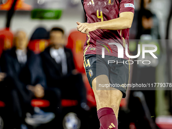 Belgium defender Wout Faes plays during the match between Belgium and Italy at the King Baudouin Stadium for the UEFA Nations League - Leagu...