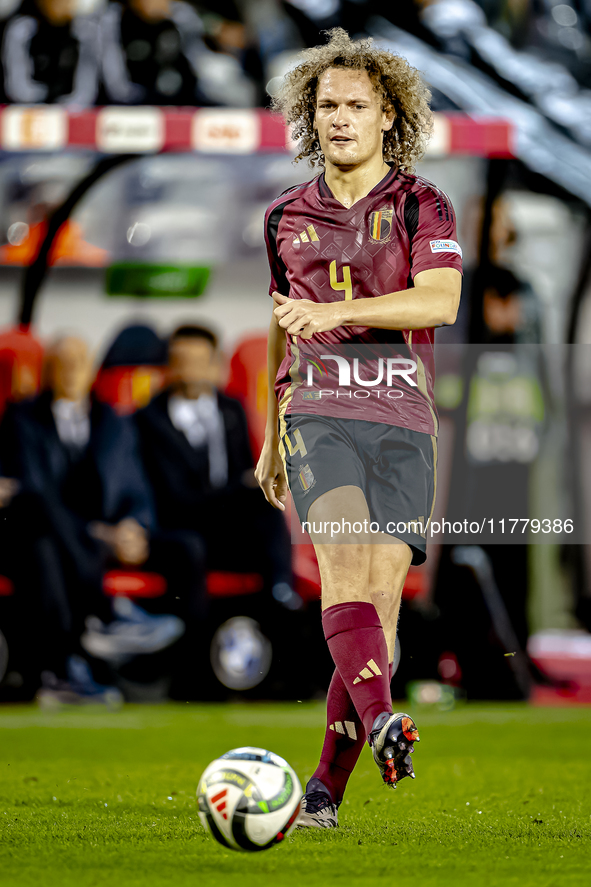 Belgium defender Wout Faes plays during the match between Belgium and Italy at the King Baudouin Stadium for the UEFA Nations League - Leagu...