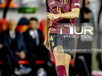 Belgium defender Wout Faes plays during the match between Belgium and Italy at the King Baudouin Stadium for the UEFA Nations League - Leagu...