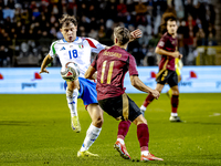 Italy midfielder Nicolo Barella and Belgium midfielder Leandro Trossard play during the match between Belgium and Italy at the King Baudouin...