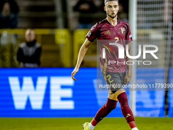 Belgium defender Zeno Debast plays during the match between Belgium and Italy at the King Baudouin Stadium for the UEFA Nations League - Lea...