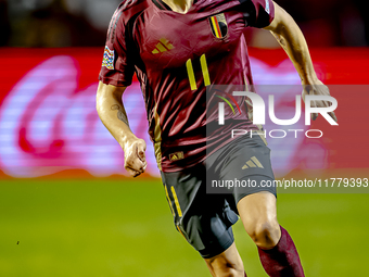 Belgium midfielder Leandro Trossard plays during the match between Belgium and Italy at the King Baudouin Stadium for the UEFA Nations Leagu...