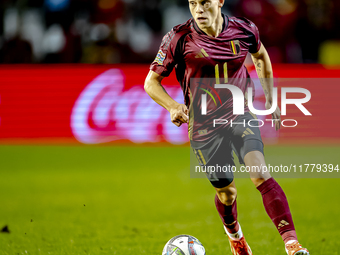 Belgium midfielder Leandro Trossard plays during the match between Belgium and Italy at the King Baudouin Stadium for the UEFA Nations Leagu...