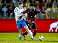 Italy defender Alessandro Bastoni and Belgium forward Romelu Lukaku play during the match between Belgium and Italy at the King Baudouin Sta...