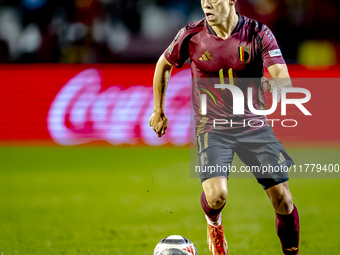 Belgium midfielder Leandro Trossard plays during the match between Belgium and Italy at the King Baudouin Stadium for the UEFA Nations Leagu...