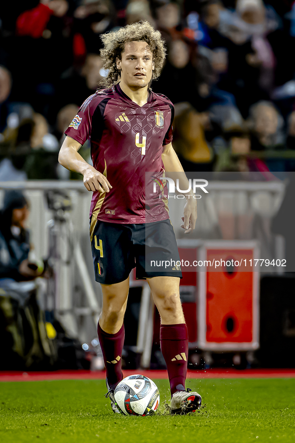 Belgium defender Wout Faes plays during the match between Belgium and Italy at the King Baudouin Stadium for the UEFA Nations League - Leagu...