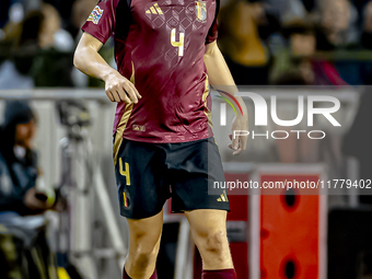 Belgium defender Wout Faes plays during the match between Belgium and Italy at the King Baudouin Stadium for the UEFA Nations League - Leagu...