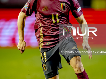 Belgium midfielder Leandro Trossard plays during the match between Belgium and Italy at the King Baudouin Stadium for the UEFA Nations Leagu...