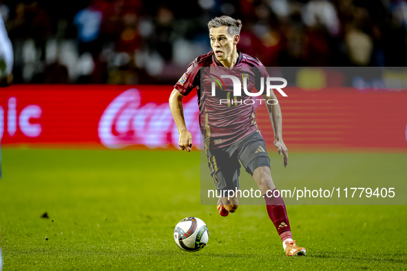 Belgium midfielder Leandro Trossard plays during the match between Belgium and Italy at the King Baudouin Stadium for the UEFA Nations Leagu...