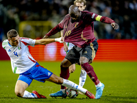 Italy defender Alessandro Buongiorno and Belgium forward Romelu Lukaku play during the match between Belgium and Italy at the King Baudouin...