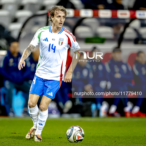 Italy defender Matteo Gabbia plays during the match between Belgium and Italy at the King Baudouin Stadium for the UEFA Nations League - Lea...