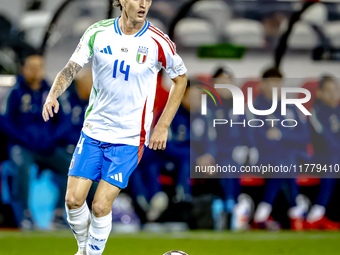 Italy defender Matteo Gabbia plays during the match between Belgium and Italy at the King Baudouin Stadium for the UEFA Nations League - Lea...