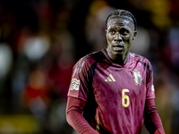 Belgium midfielder Amadou Onana plays during the match between Belgium and Italy at the King Baudouin Stadium for the UEFA Nations League -...