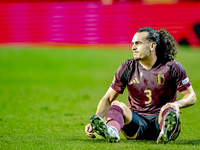 Belgium defender Arthur Theate plays during the match between Belgium and Italy at the King Baudouin Stadium for the UEFA Nations League - L...