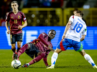 Belgium midfielder Amadou Onana and Italy midfielder Nicolo Barella play during the match between Belgium and Italy at the King Baudouin Sta...