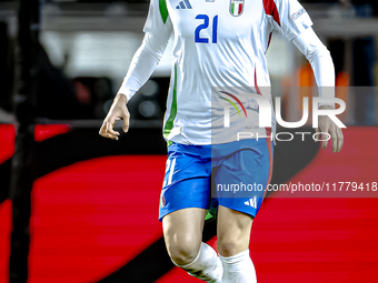 Italy defender Alessandro Bastoni plays during the match between Belgium and Italy at the King Baudouin Stadium for the UEFA Nations League...