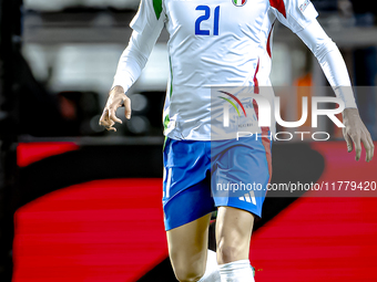 Italy defender Alessandro Bastoni plays during the match between Belgium and Italy at the King Baudouin Stadium for the UEFA Nations League...