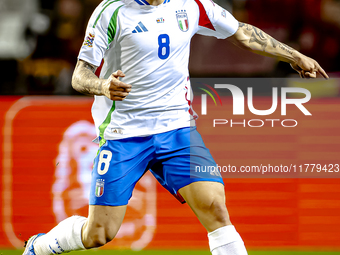 Italy midfielder Sandro Tonali plays during the match between Belgium and Italy at the King Baudouin Stadium for the UEFA Nations League - L...