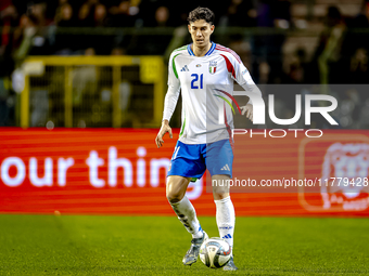 Italy defender Alessandro Bastoni plays during the match between Belgium and Italy at the King Baudouin Stadium for the UEFA Nations League...