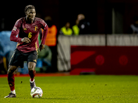 Belgium midfielder Amadou Onana plays during the match between Belgium and Italy at the King Baudouin Stadium for the UEFA Nations League -...