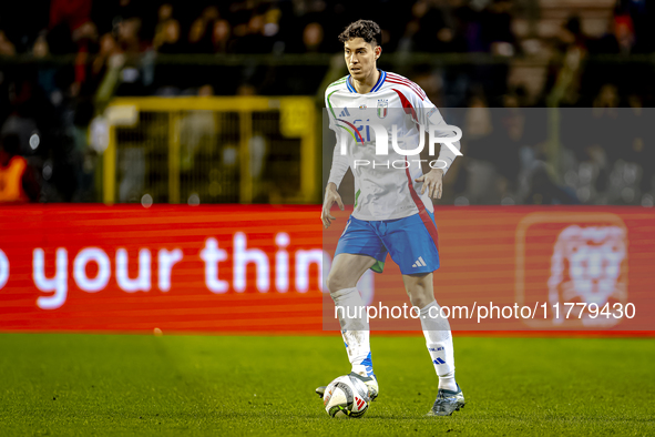 Italy defender Alessandro Bastoni plays during the match between Belgium and Italy at the King Baudouin Stadium for the UEFA Nations League...