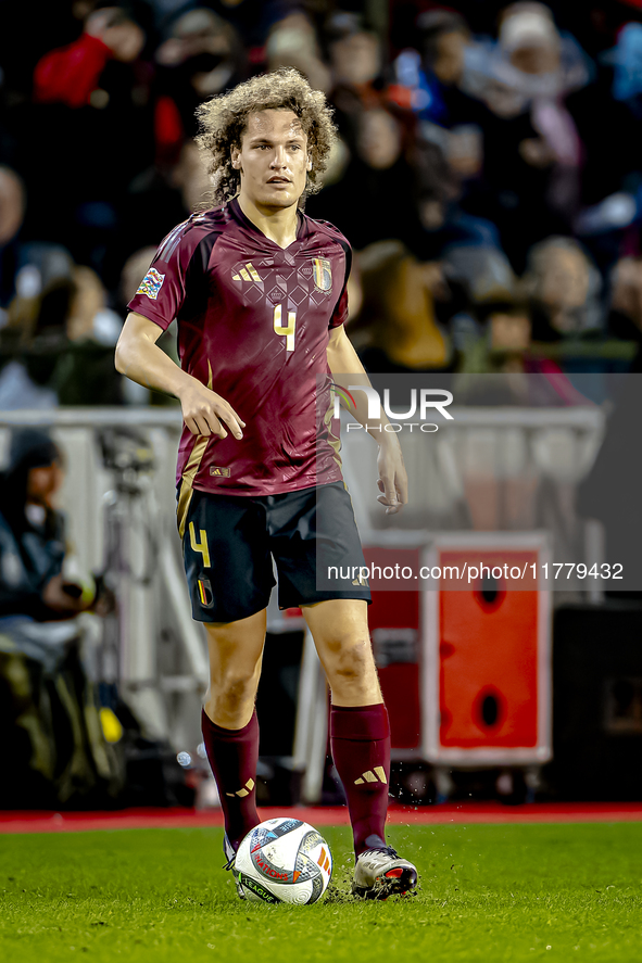 Belgium defender Wout Faes plays during the match between Belgium and Italy at the King Baudouin Stadium for the UEFA Nations League - Leagu...