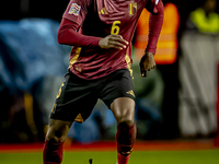 Belgium midfielder Amadou Onana plays during the match between Belgium and Italy at the King Baudouin Stadium for the UEFA Nations League -...