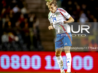 Italy defender Matteo Gabbia plays during the match between Belgium and Italy at the King Baudouin Stadium for the UEFA Nations League - Lea...