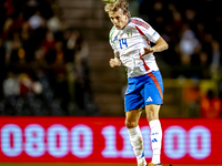 Italy defender Matteo Gabbia plays during the match between Belgium and Italy at the King Baudouin Stadium for the UEFA Nations League - Lea...