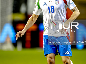 Italy midfielder Nicolo Barella plays during the match between Belgium and Italy at the King Baudouin Stadium for the UEFA Nations League -...