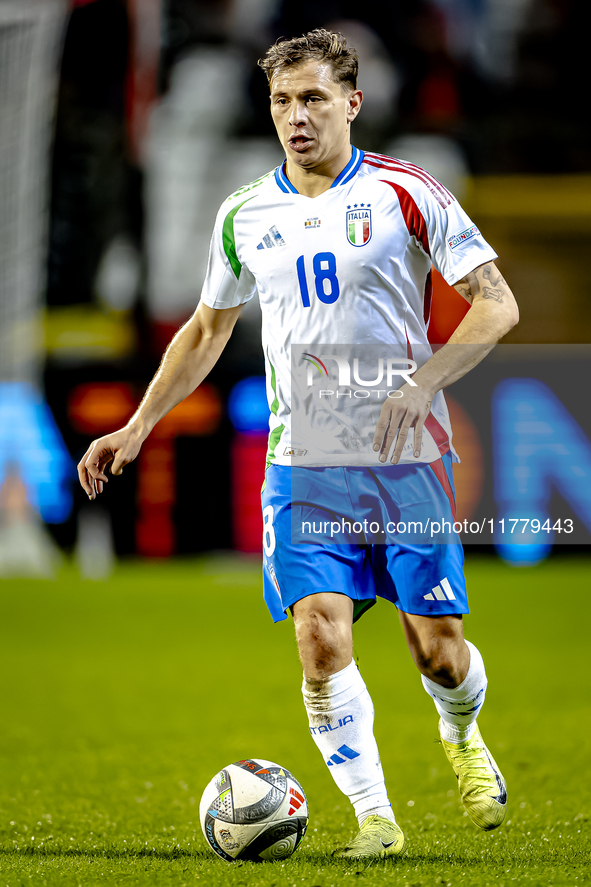 Italy midfielder Nicolo Barella plays during the match between Belgium and Italy at the King Baudouin Stadium for the UEFA Nations League -...