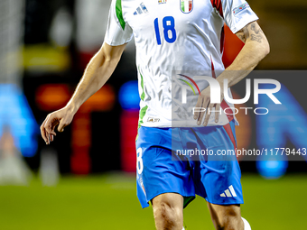 Italy midfielder Nicolo Barella plays during the match between Belgium and Italy at the King Baudouin Stadium for the UEFA Nations League -...