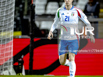 Italy defender Alessandro Bastoni plays during the match between Belgium and Italy at the King Baudouin Stadium for the UEFA Nations League...