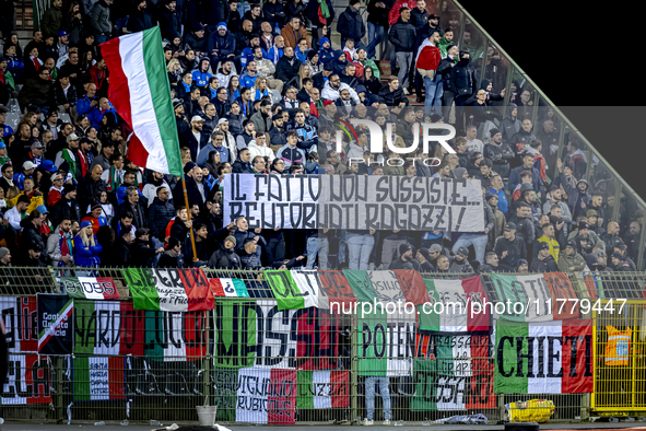 Supporters of Italy during the match between Belgium and Italy at the King Baudouin Stadium for the UEFA Nations League - League A - Group A...