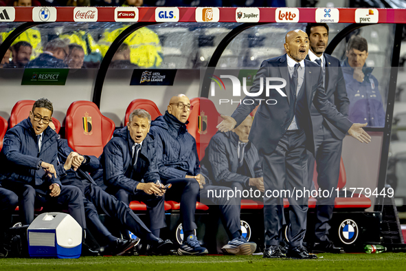 Italy trainer Luciano Spalletti is present during the match between Belgium and Italy at the King Baudouin Stadium for the UEFA Nations Leag...