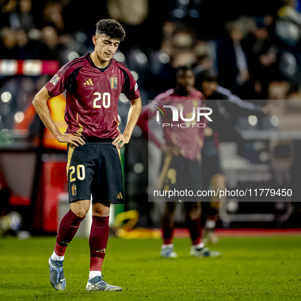 Belgium defender Ameen Al-Dakhil plays during the match between Belgium and Italy at the King Baudouin Stadium for the UEFA Nations League -...