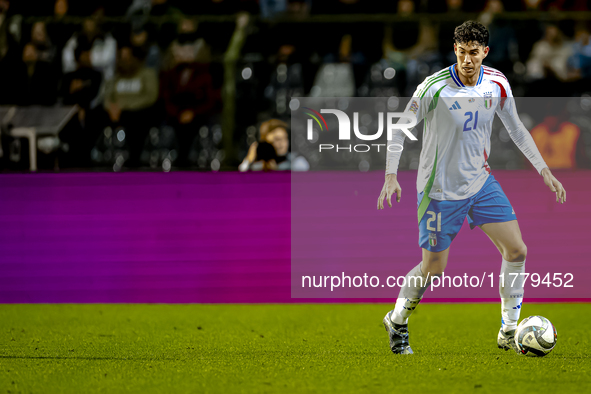 Italy defender Alessandro Bastoni plays during the match between Belgium and Italy at the King Baudouin Stadium for the UEFA Nations League...