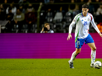 Italy defender Alessandro Bastoni plays during the match between Belgium and Italy at the King Baudouin Stadium for the UEFA Nations League...