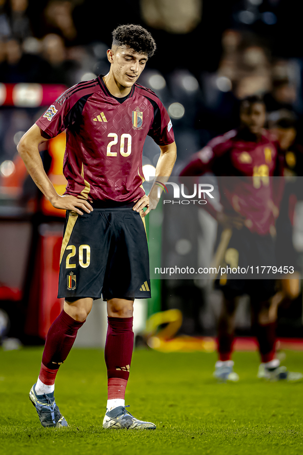 Belgium defender Ameen Al-Dakhil plays during the match between Belgium and Italy at the King Baudouin Stadium for the UEFA Nations League -...