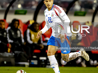 Italy defender Giovanni Di Lorenzo plays during the match between Belgium and Italy at the King Baudouin Stadium for the UEFA Nations League...