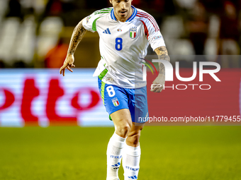 Italy midfielder Sandro Tonali plays during the match between Belgium and Italy at the King Baudouin Stadium for the UEFA Nations League - L...