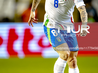 Italy midfielder Sandro Tonali plays during the match between Belgium and Italy at the King Baudouin Stadium for the UEFA Nations League - L...