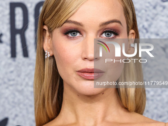 Jennifer Lawrence arrives at the Los Angeles Premiere Of Apple Original Films' 'Bread And Roses' held at the Hammer Museum on November 14, 2...