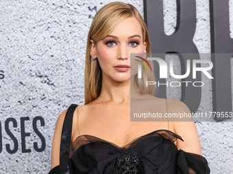 Jennifer Lawrence arrives at the Los Angeles Premiere Of Apple Original Films' 'Bread And Roses' held at the Hammer Museum on November 14, 2...