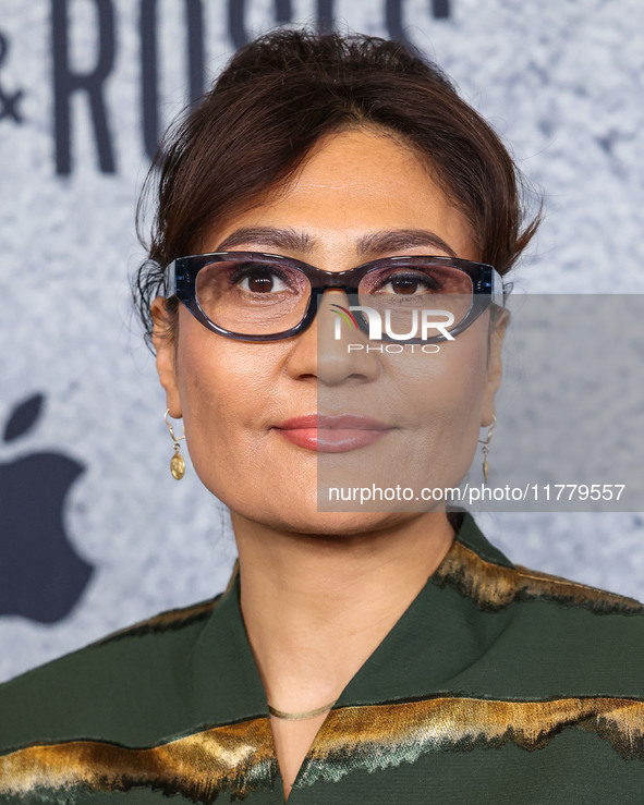 Sahra Mani arrives at the Los Angeles Premiere Of Apple Original Films' 'Bread And Roses' held at the Hammer Museum on November 14, 2024 in...