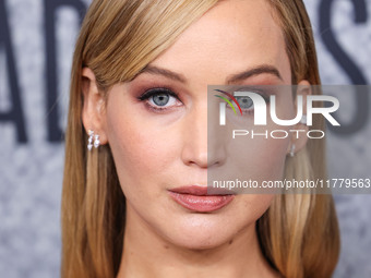 Jennifer Lawrence arrives at the Los Angeles Premiere Of Apple Original Films' 'Bread And Roses' held at the Hammer Museum on November 14, 2...