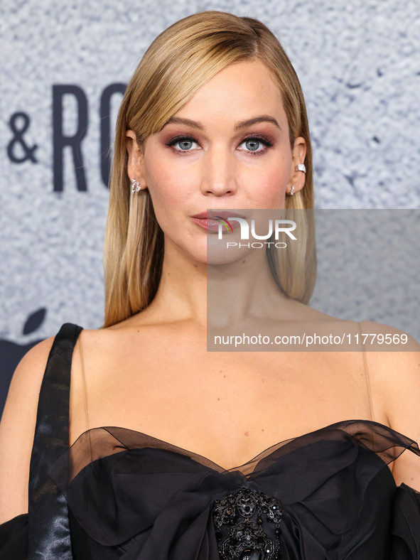 Jennifer Lawrence arrives at the Los Angeles Premiere Of Apple Original Films' 'Bread And Roses' held at the Hammer Museum on November 14, 2...